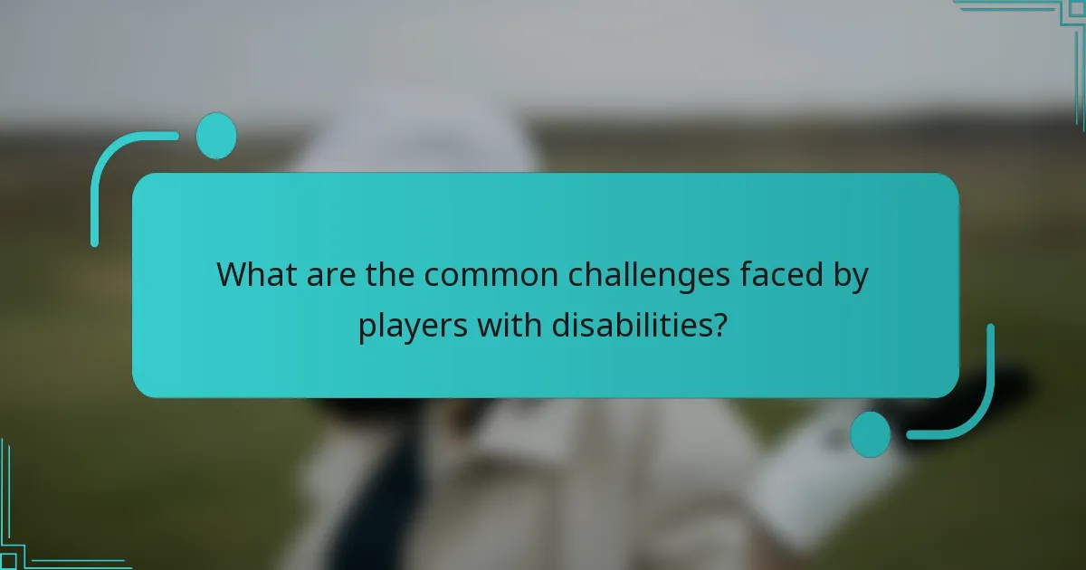 What are the common challenges faced by players with disabilities?